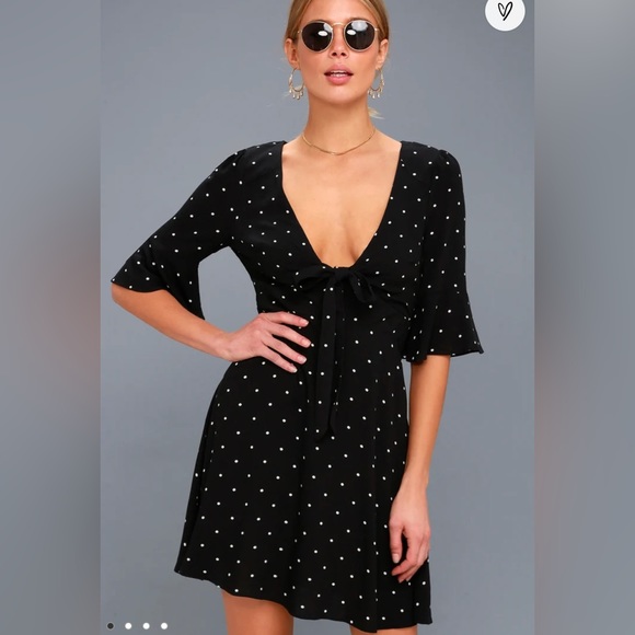 Free People All Yours black polka dot tie dress, size 6 - Picture 1 of 7